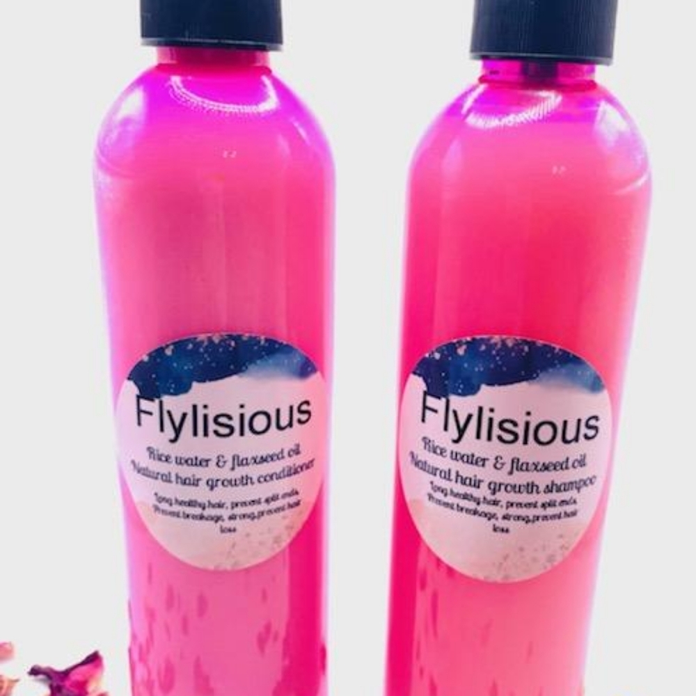 Flylisious rice water&flaxseed oil shampoo and com